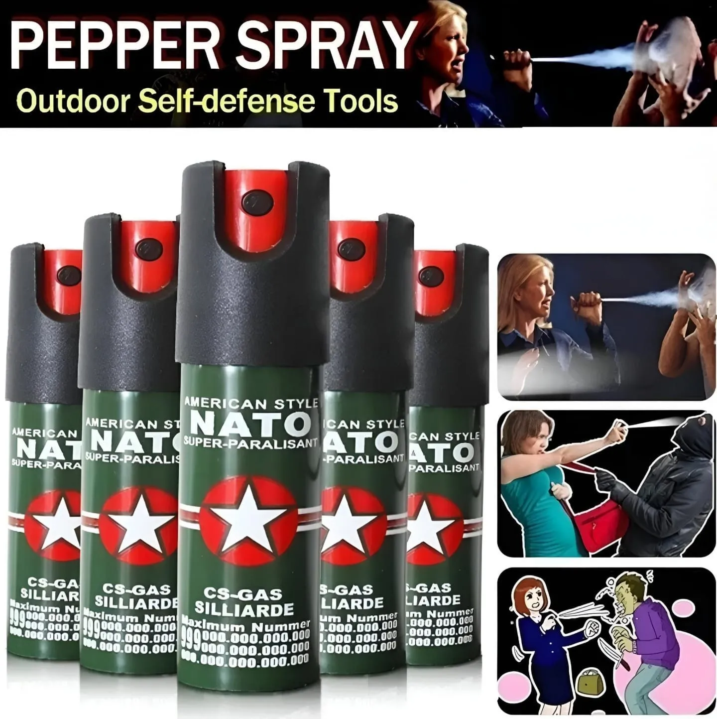 NATO style self-defense pepper spray