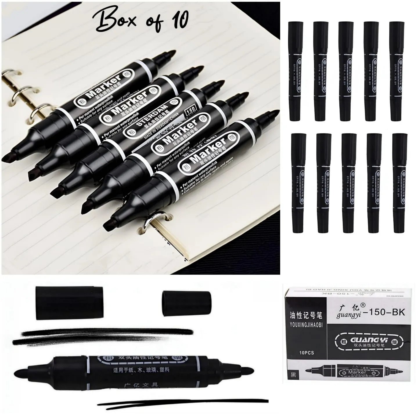 Dual tip permanent markers