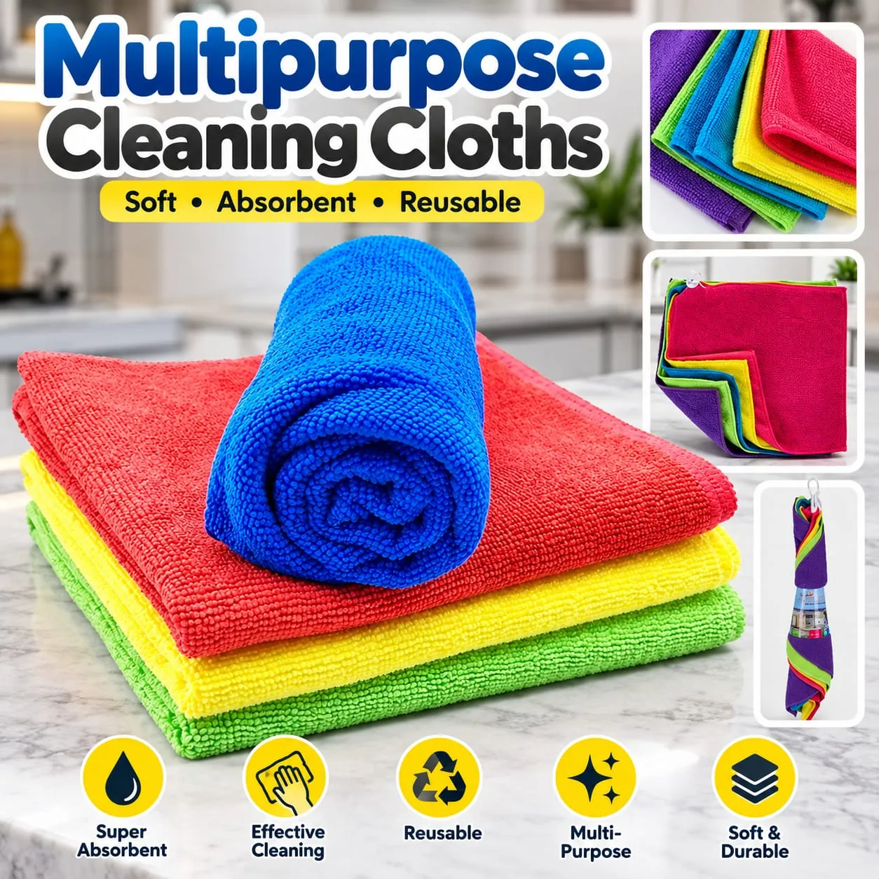 Multipurpose reusable cleaning cloths