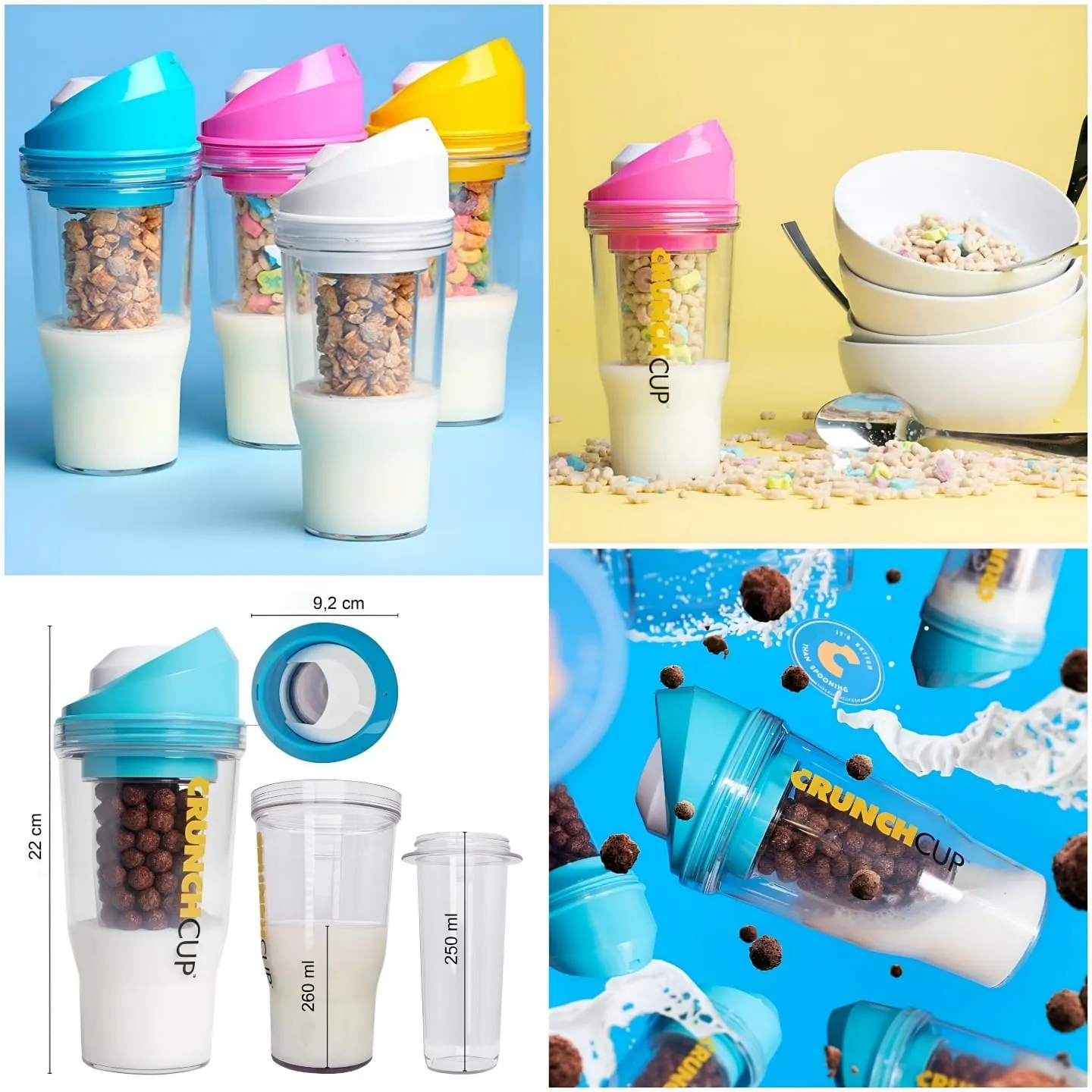 Portable cereal cup with milk compartment