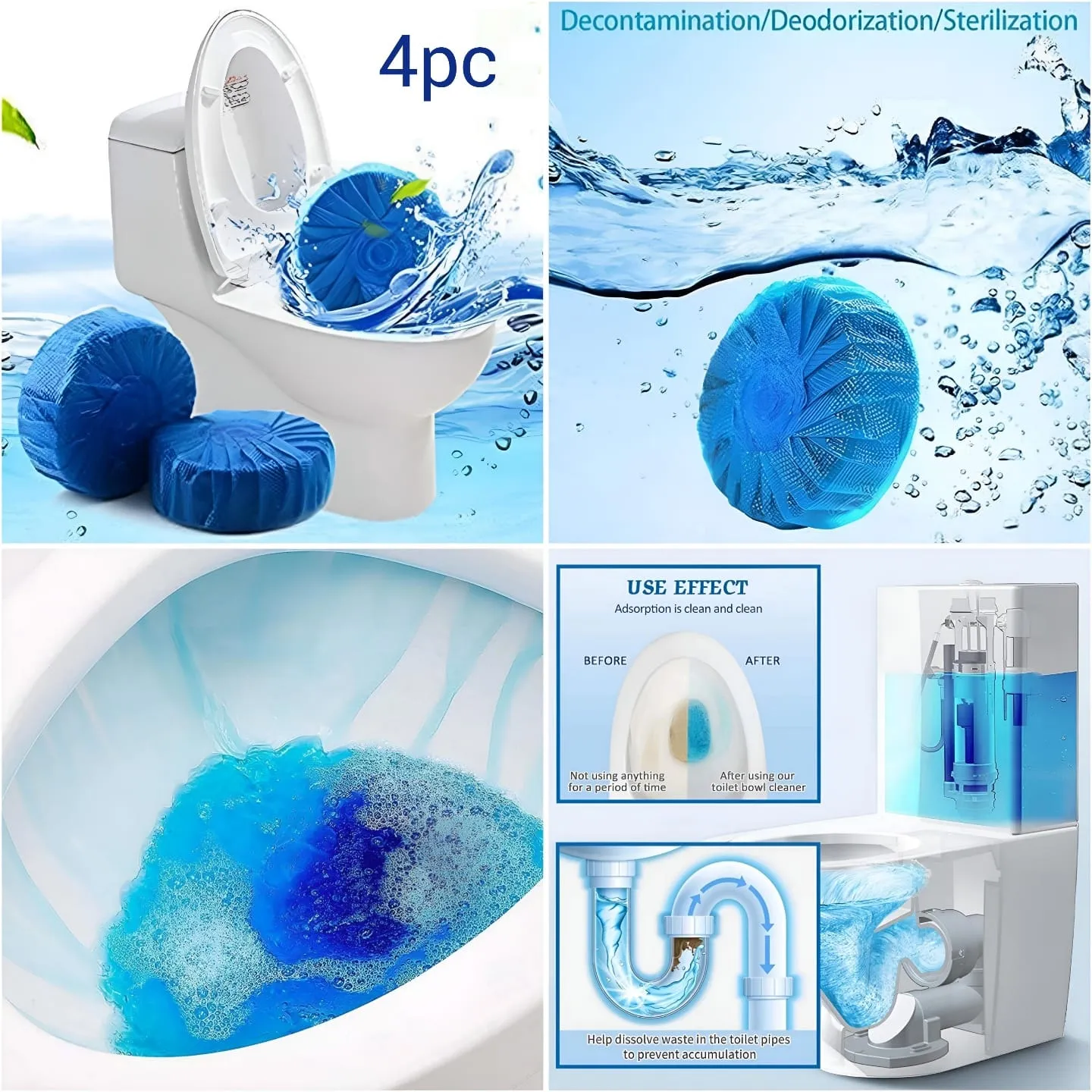 Blue toilet bowl cleaning tablets